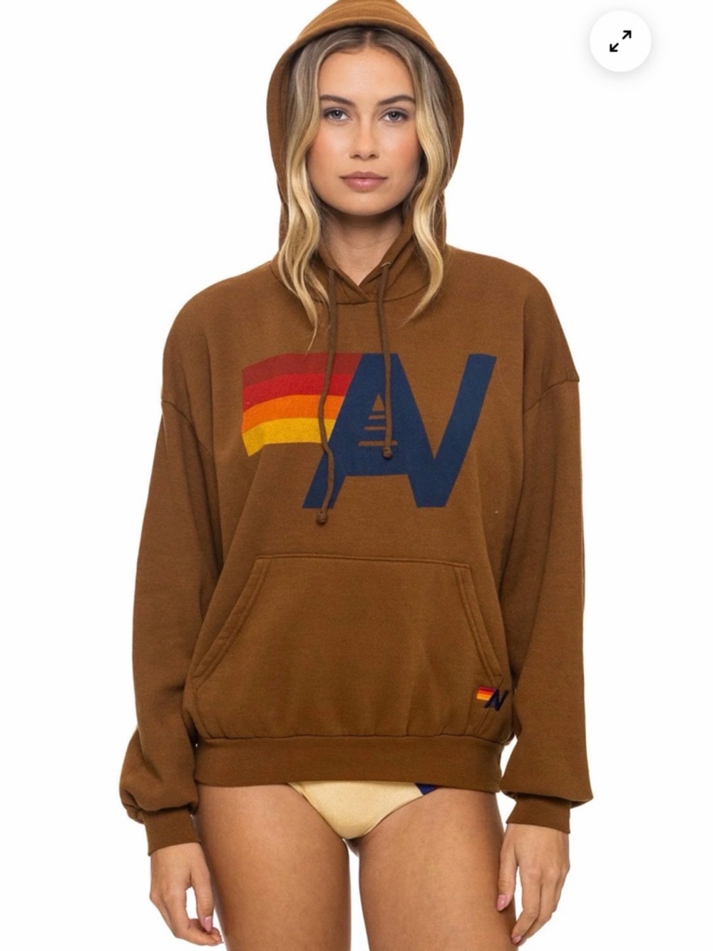 AVIATOR NATION LOGO PULLOVER RELAXED HOODIE - CINNAMON